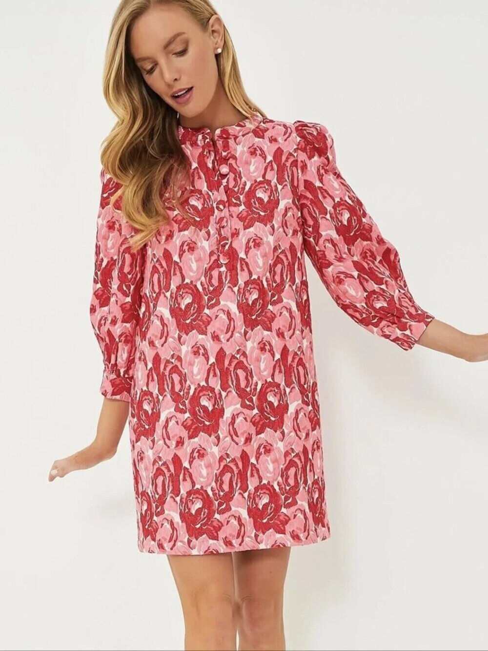 Pomander Place Samantha Pink Jacquard Dress Large - Picture 1 of 3